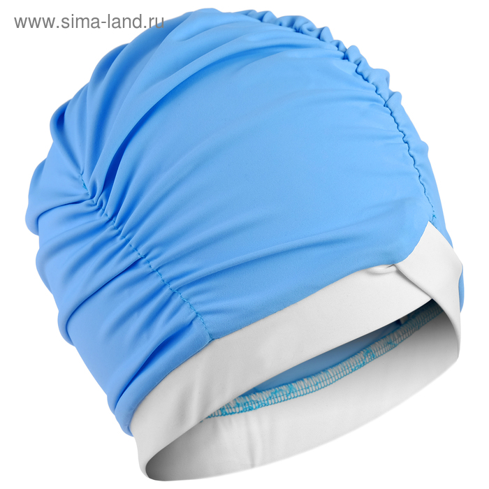 Шапочка для плавания объёмная двухцветная, лайкра, голубой/белый - Фото 1