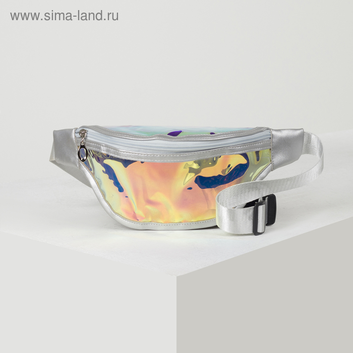 Сумка поясная, отдел на молнии, цвет серебро - Фото 1