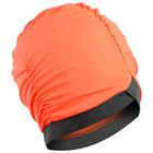 Шапочка для плавания объёмная двухцветная, лайкра, оранжевый неон/тёмно-серый - Фото 1