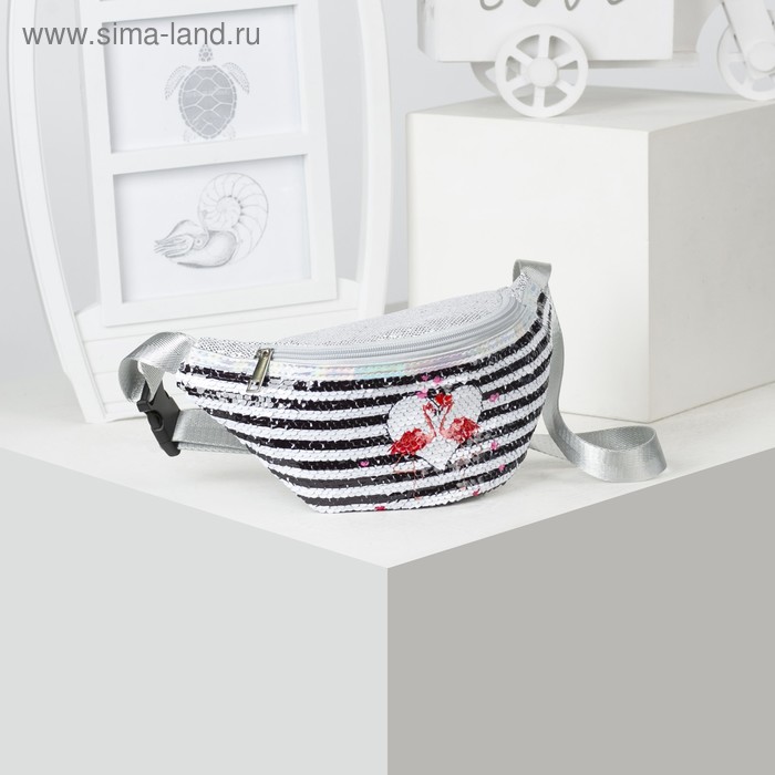 Сумка детская поясная, с пайетками, отдел на молнии - Фото 1