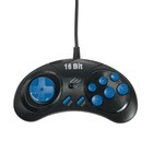 Геймпад Sega 16-bit, 6 кнопок, 2 шт в комплекте, черный - Фото 2