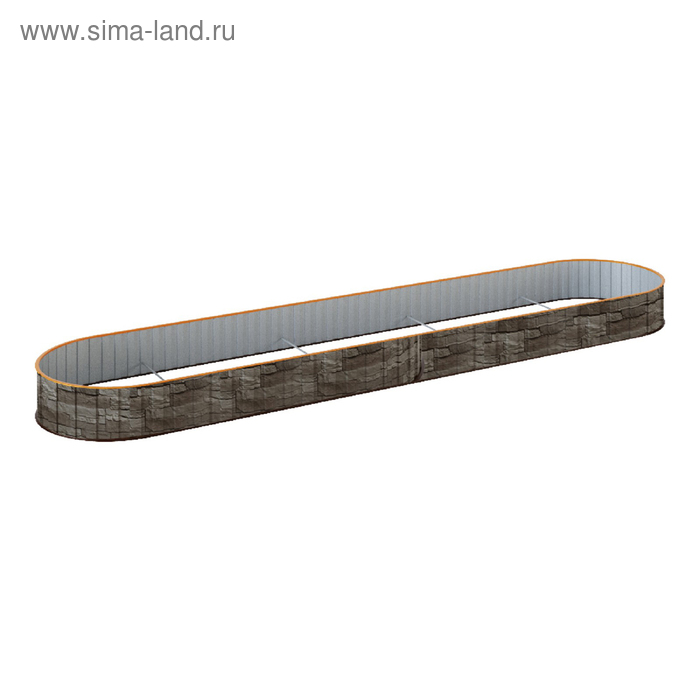 Грядка овальная, 450 × 100 × 35 см, коричневая