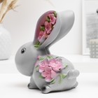 Копилка для денег «Зайка с цветами», гипс, серая, 20×20×10 см - Фото 3