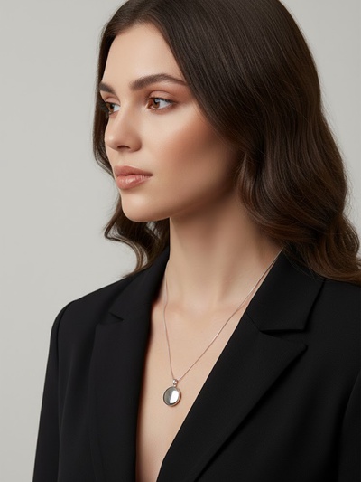 Кулон на цепочке для фото «Эдель», круг, цвет серебро, 45 см