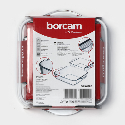 Набор форм для запекания Paşabahçe Borcam, 2 предмета: 1.95 л, 1.04 л, жаропрочное стекло, прозрачный