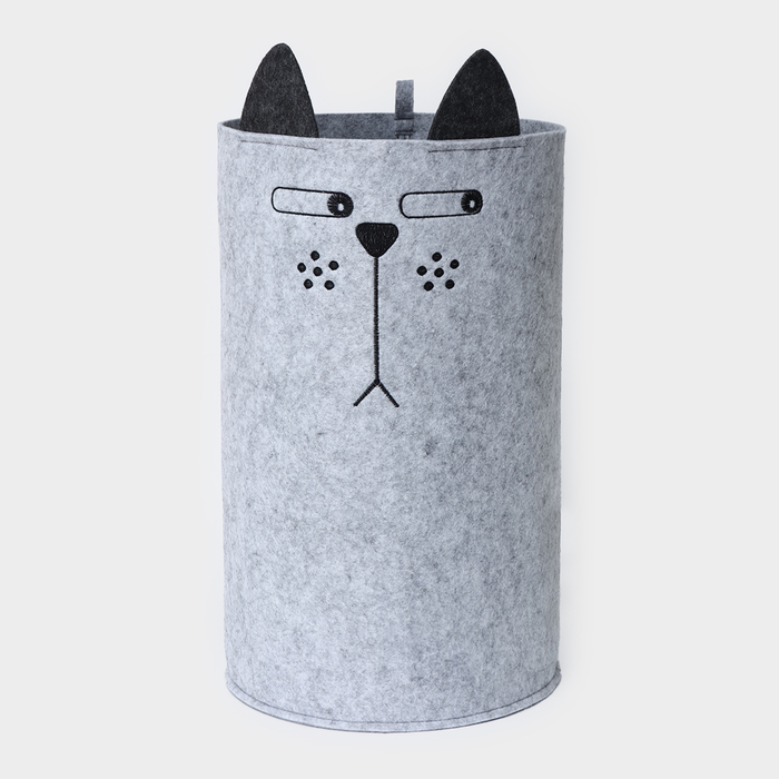 Корзина для хранения Funny «Котяра», 29×29×54 см, серая - Фото 1