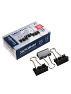 Набор зажимов для бумаг GLOBUS, 25 мм, 12 шт., чёрные - Фото 1