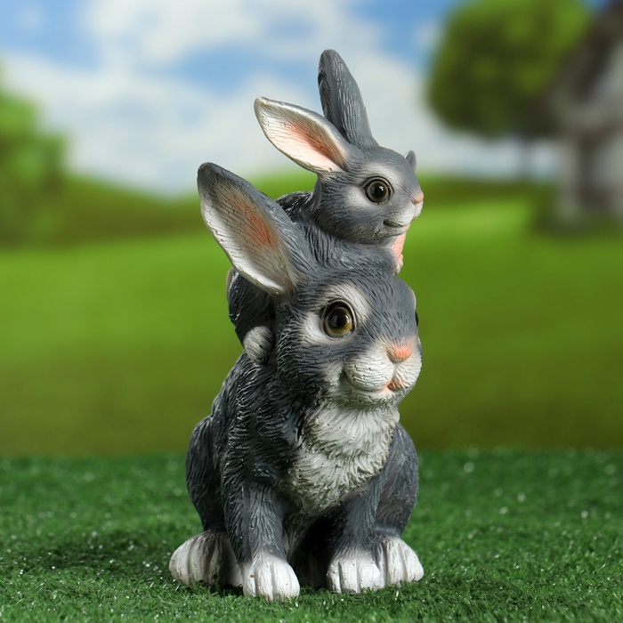 Садовая фигура из полистоуна «Зайчата», 20×13×22.5 см - Фото 1