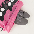 Мешок для обуви, отдел на шнурке, цвет розовый/чёрный - Фото 4