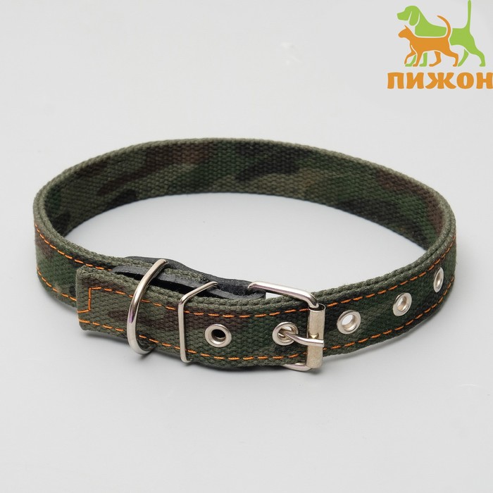 Ошейник брезентовый двухслойный «Камуфляж», 54×2.5 см, ОШ 35-45 см - Фото 1