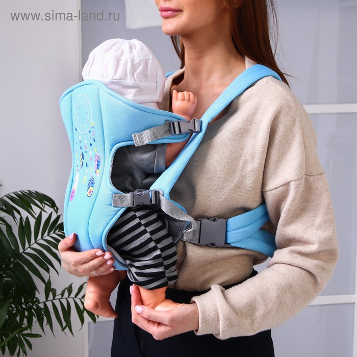 Рюкзак-кенгуру для малыша «Перья», от 3 до 10 кг., цвет голубой, Крошка Я - Фото 1