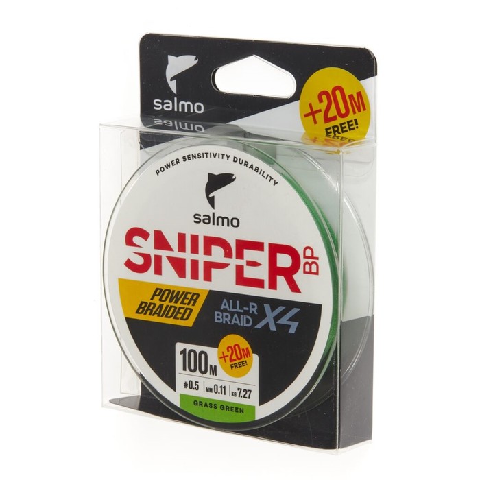 Леска плетёная Salmo Sniper BP ALL R BRAID х4 Grass Green 120 м, 0,11 мм - Фото 1