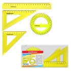 Набор геометрический ErichKrause Neon, средний (угольник - 2 штуки, линейка - 20 см, транспортир), жёлтый - фото 319867097