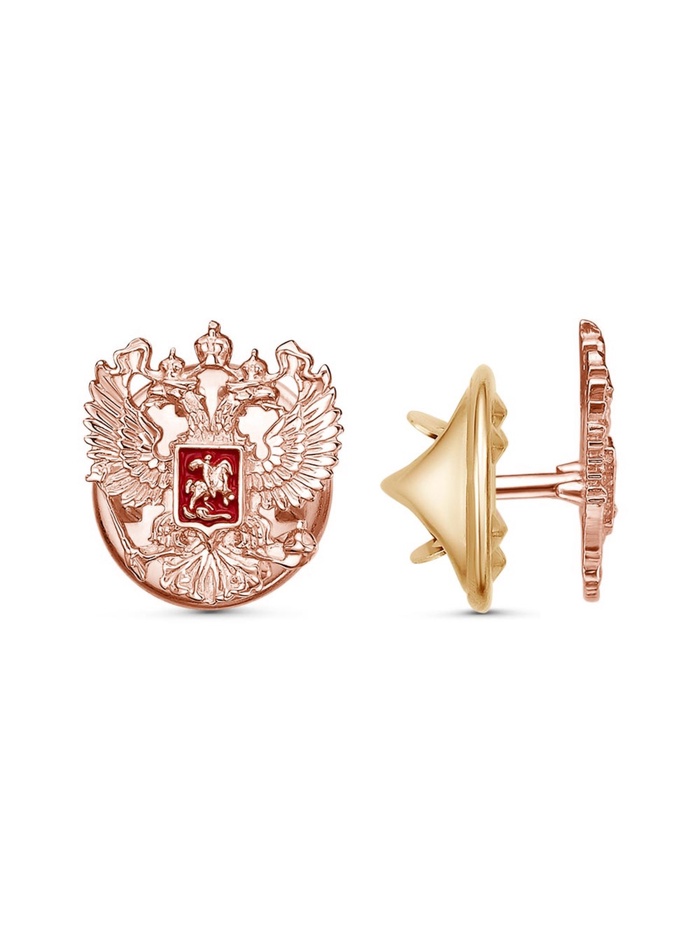 Значок «Герб РФ» Георгий Победоносец, малый, розовое золочение - Фото 1