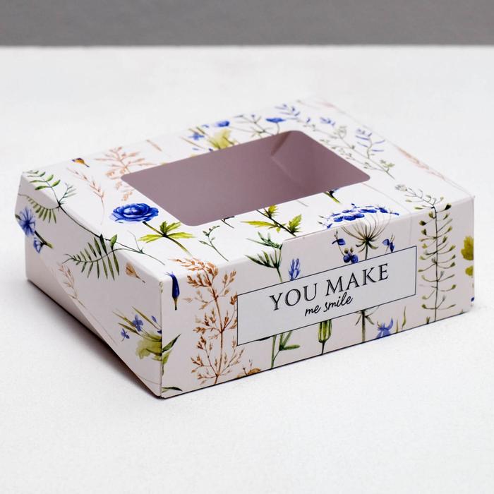 Кондитерская упаковка, коробка с ламинацией «Flowers», 10 х 8 х 3.5 см