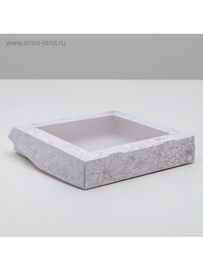Кондитерская упаковка, коробка с ламинацией «Flowers», 20×20×4 см