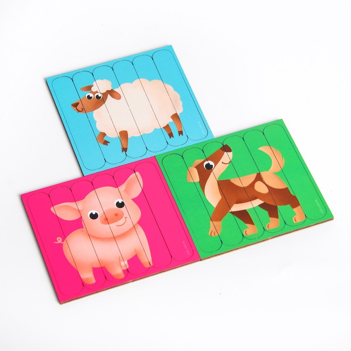 Головоломка. Разрезные картинки с потешками «Домашние животные» 46959