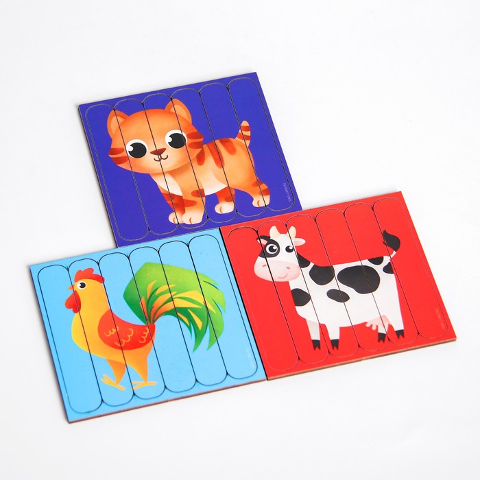 Головоломка. Разрезные картинки с потешками «Домашние животные» 46959