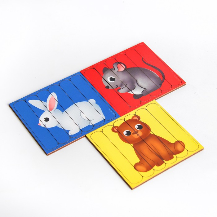 Головоломка. Разрезные картинки с потешками «Лесные животные» 46960