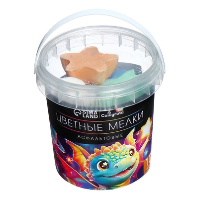 Мелки цветные для асфальта 10 штук Calligrata TOP, в форме звёздочки (3×1.3 см; 5-7 г)