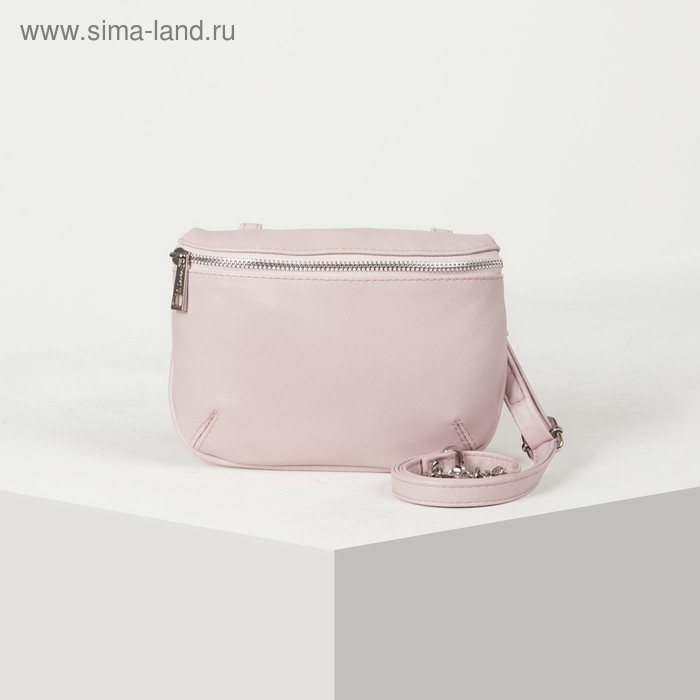 Сумка женская, отдел на молнии, наружный карман, длинный ремень, цвет розовый - Фото 1
