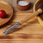 Овощечистка горизонтальная, 17.5×2.3 см, деревянная ручка, нержавеющая сталь - Фото 1