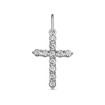 Подвеска «Крестик», посеребрение, цвет белый