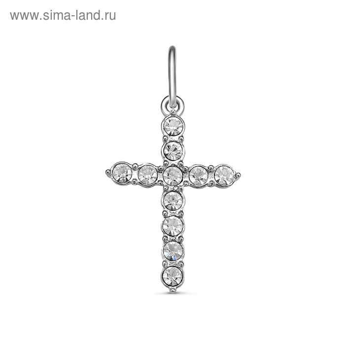 Подвеска «Крестик», посеребрение, цвет белый - Фото 1
