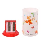 Точилка 2 отверстия с контейнером Happysharp, цилиндр с термопереноской, микс 4939536 - фото 16361115