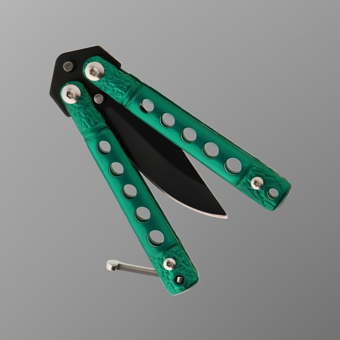 Нож-бабочка "Киллер" 11см, клинок 40мм/1,1мм, зеленый - фото 1908555191