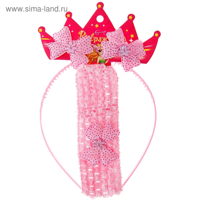 набор для волос "Малышка" (2 резинки, 1 ободок, 1 повязка) бантики в горошек - Фото 1