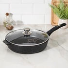 Сковорода Мечта «Гранит Star», d=30 см, стеклянная крышка, антипригарное покрытие, литой алюминий, тёмно-синяя - Фото 1