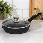 Сковорода Мечта «Гранит Star», d=24 см, стеклянная крышка, антипригарное покрытие, литой алюминий, тёмно-синяя - Фото 1