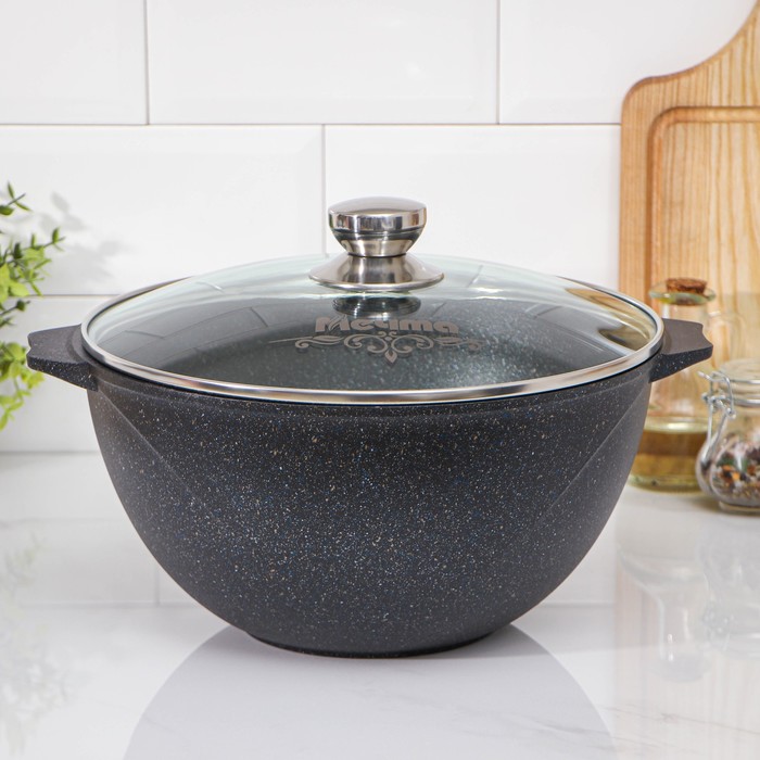 Казан «Гранит Star», 6 л, стеклянная крышка, литые ручки, антипригарное покрытие, тёмно-синий - Фото 1