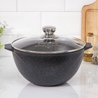 Казан Мечта «Гранит Star», 5 л, литые ручки, антипригарное покрытие, стеклянная крышка, литой алюминий, тёмно-синий - Фото 1