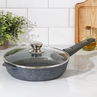 Сковорода Мечта «Гранит», d=26 см, антипригарное покрытие, съёмная ручка, стеклянная крышка, литой алюминий, серая - Фото 1