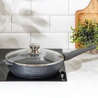 Сковорода Мечта «Гранит», d=26 см, антипригарное покрытие, съёмная ручка, стеклянная крышка, литой алюминий, серая - Фото 7