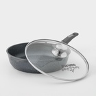 Сковорода Мечта «Гранит», d=28 см, стеклянная крышка, съёмная ручка, антипригарное покрытие, литой алюминий, серая - Фото 2