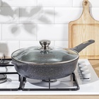 Сковорода Мечта «Гранит», d=28 см, стеклянная крышка, съёмная ручка, антипригарное покрытие, литой алюминий, серая - Фото 12