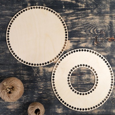 Набор заготовок для вязания корзины/копилки (2 в 1), фанера 3 мм, 30 см, вырез 12 см, d=10мм