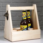 Ящик для пива 27×18×30 см  с открывашкой, под 6 бутылок, деревянный - фото 9258251