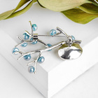 Брошь «Веточка жемчуга», цвет золотисто-голубой в серебре - Фото 2