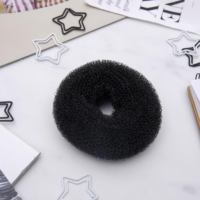 Валик - резинка для создания пучка, 4×7 см, чёрный - Фото 1