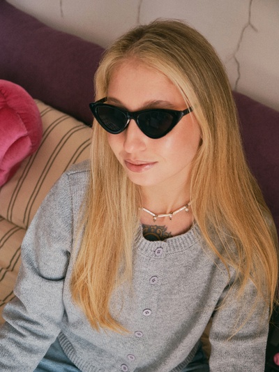 Очки солнцезащитные женские «OneSun. Кошачий глаз», uv 400, линза 4×5 см, чёрный