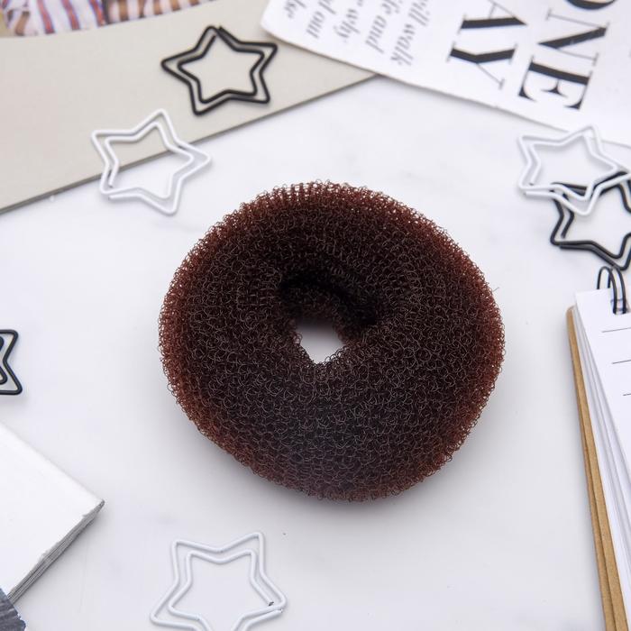 Валик - резинка для создания пучка, 7×4 см, коричневый - Фото 1