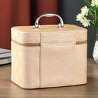 Шкатулка кожзам с зеркалом "Золотые символы" молочная 16,5х14,5х21 см - Фото 4