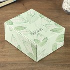 Шкатулка кожзам для украшений "Пальмовые листья" зелёная 8,7х18,2х14,3 см - Фото 4