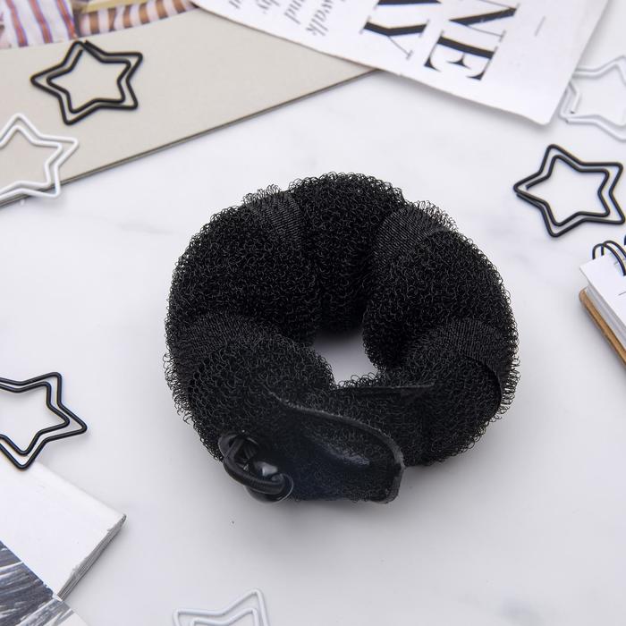 Валик с креплением и резинкой для создания пучка, 4×18 см, чёрный - Фото 1