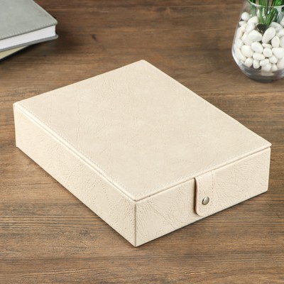 Шкатулка для украшений «Ромбики - кракелюр», кожзам, бежевая, 6×18×24 см