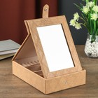 Шкатулка кожзам для украшений "Ромбики - кракелюр" кофе с молоком 6х18х24 см 4768189